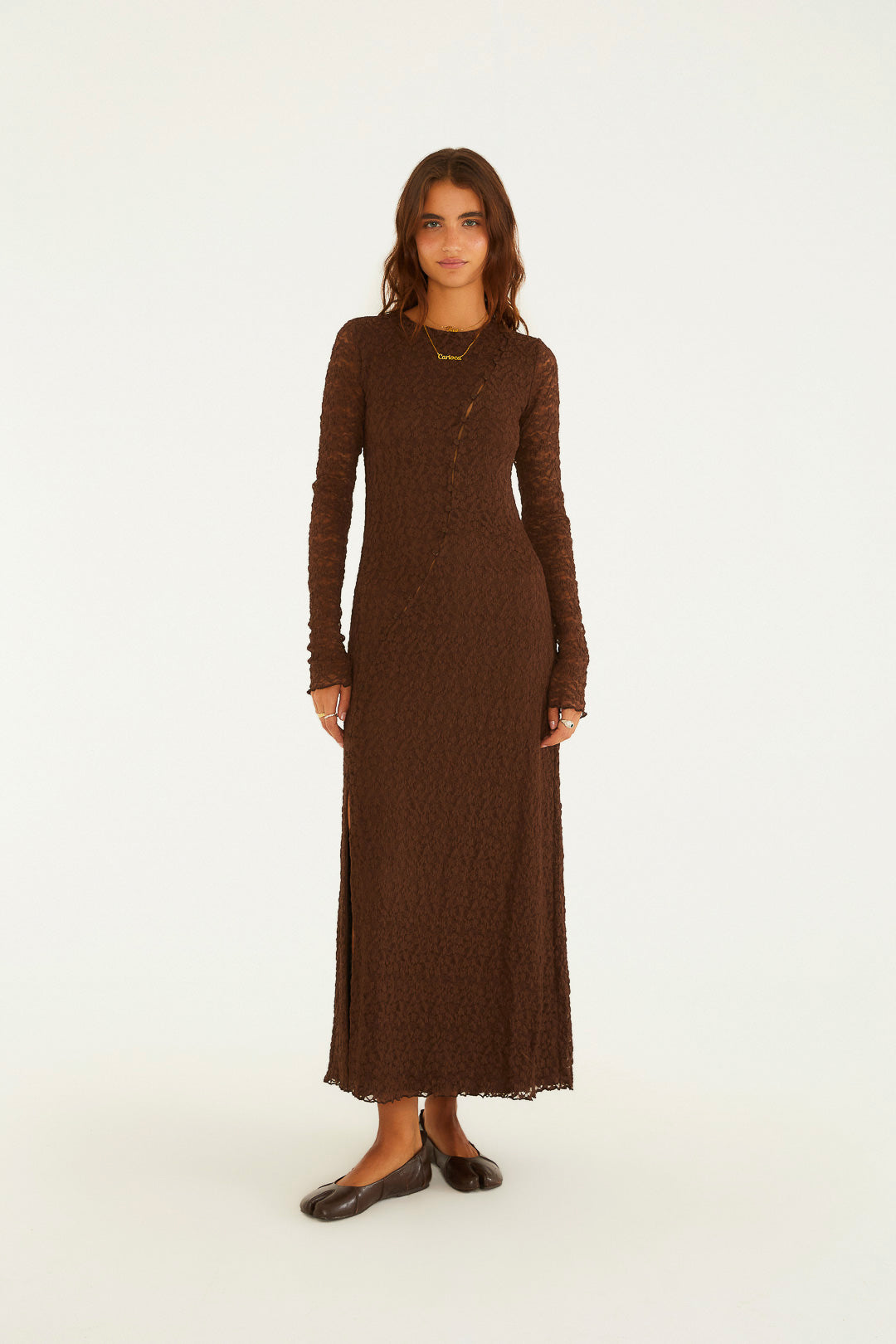 Vestido Manga Longa Mocha
