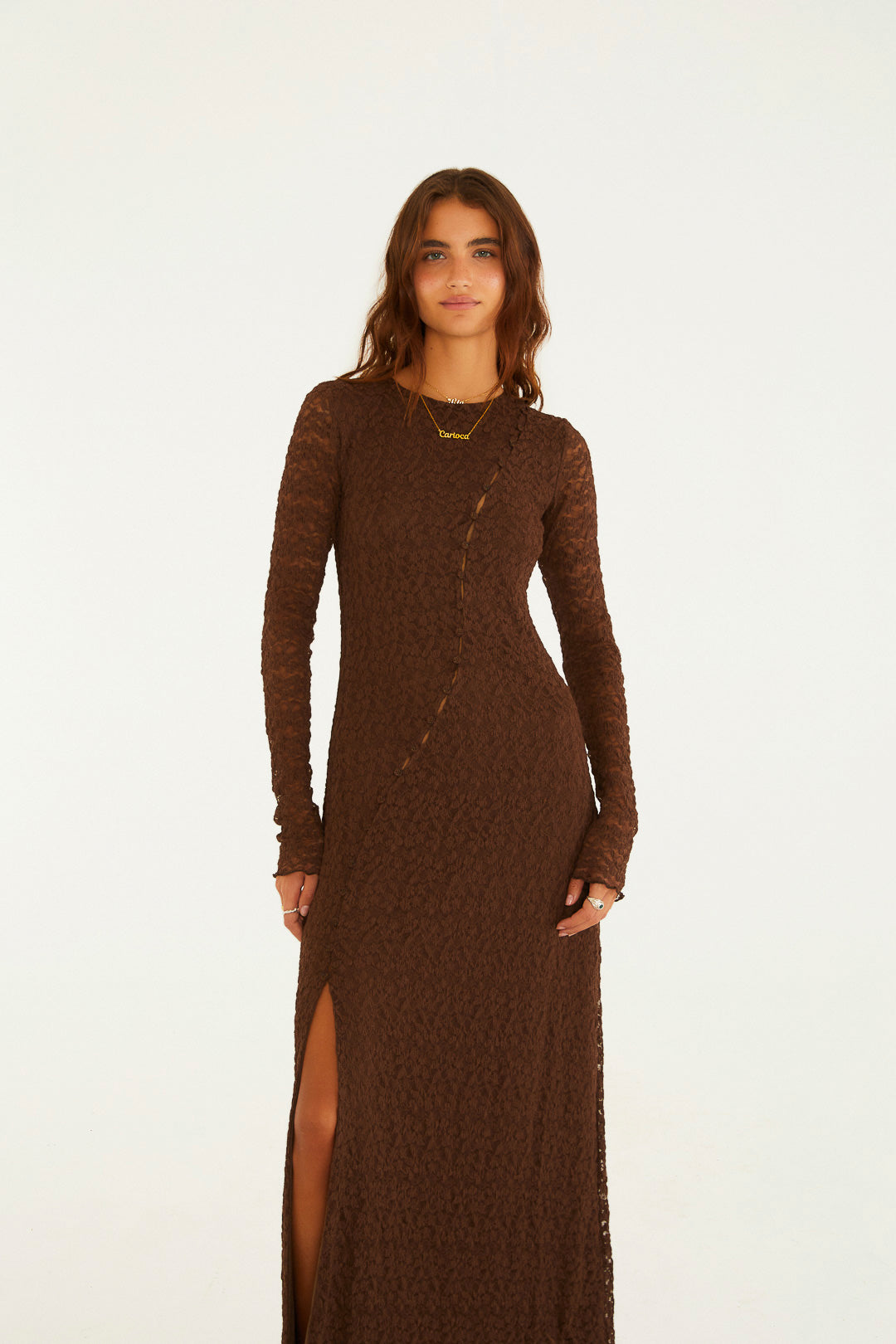 Vestido Manga Longa Mocha
